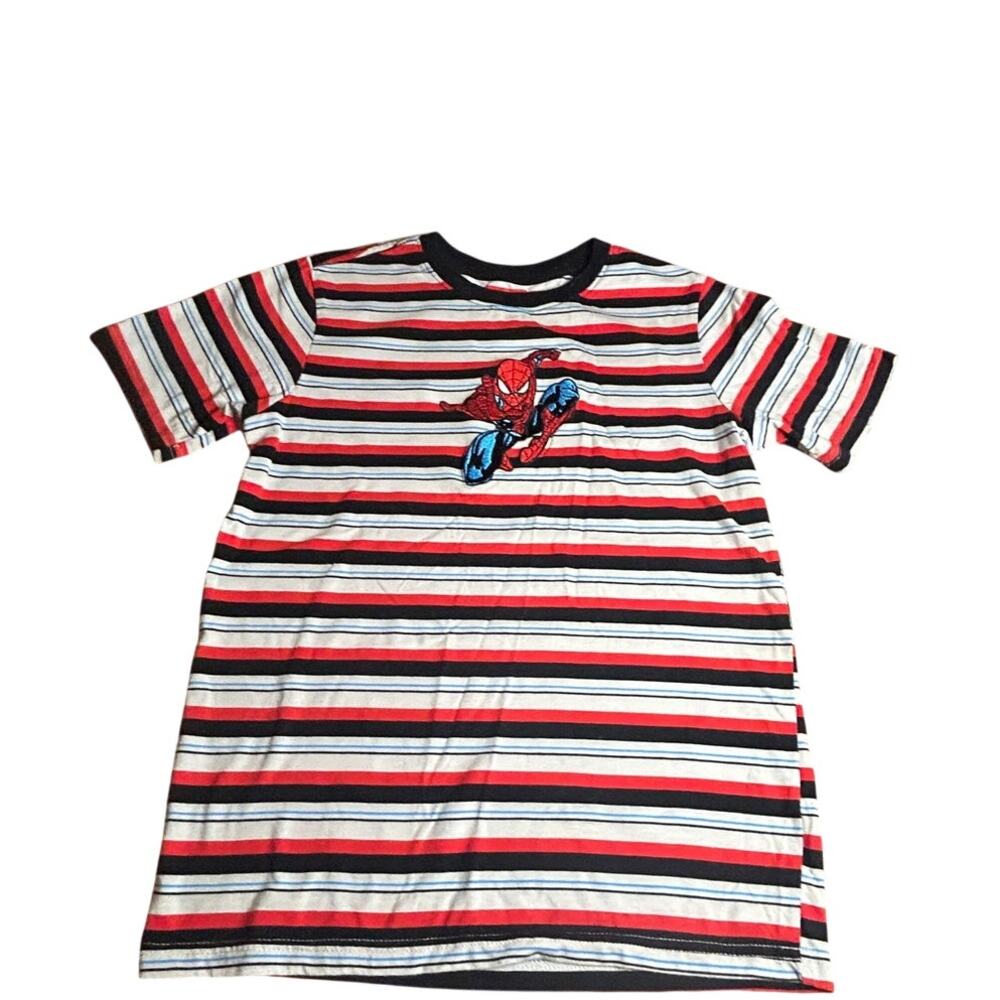 Marvel Spider man boys crew neck tshirt distinctive striped size large 10/12